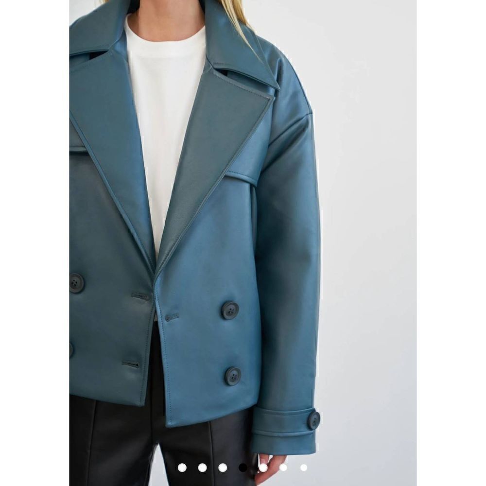 Teal Padded Biker FauxLeather Jacket-Victoria S - Picture 2 of 11